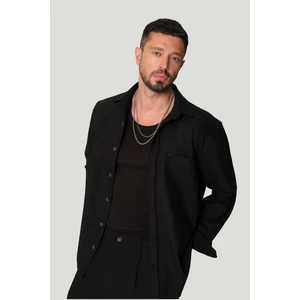 Avva Erkek Siyah Klasik Yaka Kolay Ütülenir Comfort Fit Gömlek A42Y2141