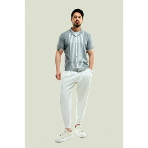 Avva Erkek Beyaz Klasik Bel Pileli Baggy Fit Örme Pantolon A41Y3075