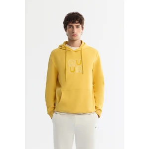 Avva Erkek Sarı Kapüşonlu Pamuklu Baskılı Elastan Regular Fit Sweatshirt A42Y1324