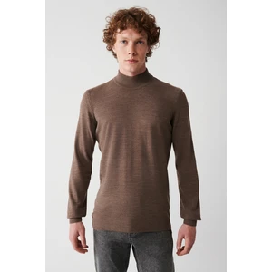 Avva Erkek Vizon Yarım Balıkçı Yaka Tüylenmeyen Triko Regular Fit Kazak E005001