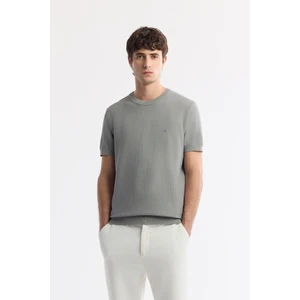 Avva Erkek Gri Bisiklet Yaka Viskon Karışımlı Triko Regular Fit T-Shirt B005119