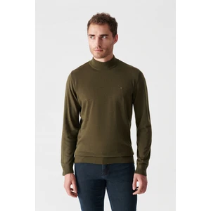 Avva Erkek Haki Yarım Balıkçı Yaka Tüylenmeyen Triko Regular Fit Kazak E005001