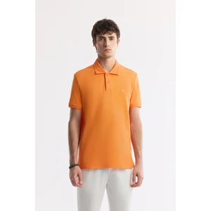 Avva Erkek Turuncu Kıvrılmaz Polo Yaka %100 Pamuk Basic Regular Fit T-Shirt B001032