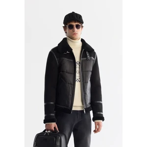 Avva Erkek Siyah Kürklü Yaka Napa Comfort Fit Mont A42Y6127