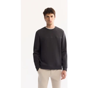 Avva Erkek Antrasit Bisiklet Yaka Pamuklu Bi-Stretch Baskılı Regular Fit Sweatshirt A52Y1325