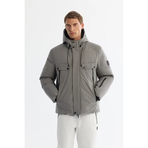 Avva Erkek KoyuGri Kapüşonlu Su İtici Rüzgar Geçirmez -20°C Dayanıklı Kaz Tüyü Kayak Montu A42Y6123