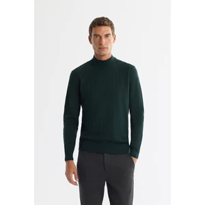 Erkek Yeşil Yarım Balıkçı Yaka Dokulu Basic Kazak E005108