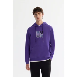 Avva Erkek Mor Kapüşonlu Pamuklu Baskılı Elastan Regular Fit Sweatshirt A42Y1324