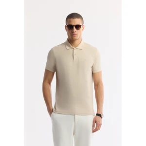 Avva Erkek Bej Kıvrılmaz Polo Yaka %100 Pamuk Basic Regular Fit T-Shirt B001032