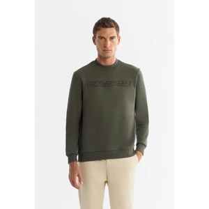 Avva Erkek Haki Bisiklet Yaka 3 İplik Şardonlu Baskılı Regular Fit Sweatshirt A42Y1306