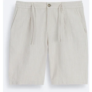 Avva Erkek Bej Beli Lastikli Keten Karışımlı Relaxed Fit Şort B003731