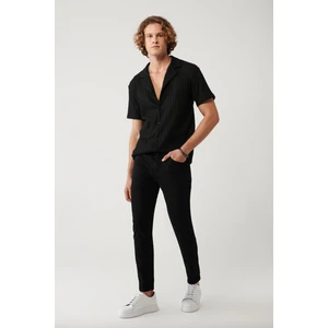 Avva Erkek Siyah Rinse Yıkamalı Esnek Pamuklu Berlin Slim Fit Jean Pantolon A41Y3513