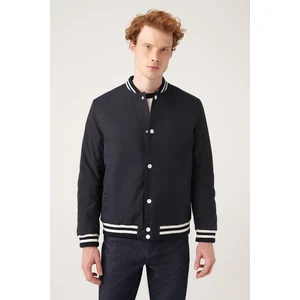 Erkek Lacivert İçi Elyaflı Kapitoneli Ribanalı Çıtçıtlı Su İticili Mont A31Y6005