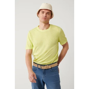 Avva Erkek Neon Yeşil Bisiklet Yaka Triko Regular Fit T-Shirt A41Y5074