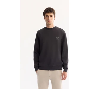 Erkek Antrasit Bisiklet Yaka Pamuklu Bi-Stretch Basic Regular Fit Sweatshirt A52Y1328