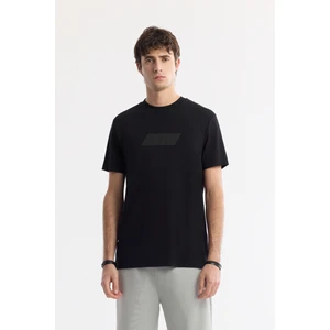 Avva Erkek Siyah Bisiklet Yaka Baskılı Rayon Soft Touch Regular Fit T-Shirt A51Y1031