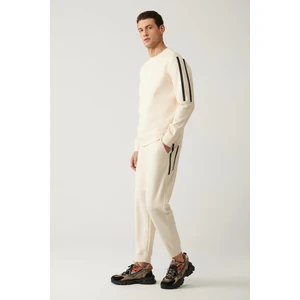 Avva Erkek Bej Beli Bağcıklı Lastikli Bi-Stretch Regular Fit Eşofman Altı A41Y3408