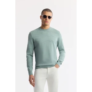 Avva Erkek Nil Yeşili Bisiklet Yaka Dokulu Rayon Triko Regular Fit Kazak A51Y5022