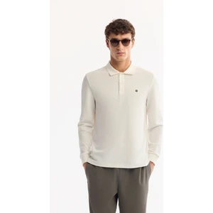 Avva Erkek Ekru Polo Yaka Pamuklu Basic Slim Fit Sweatshirt B001080