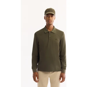 Avva Erkek Haki Polo Yaka Pamuklu Basic Slim Fit Sweatshirt B001080