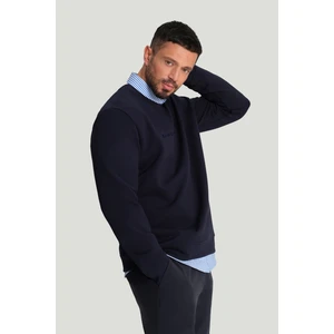 Avva Erkek Lacivert Bisiklet Yaka Pamuklu Baskılı Elastan Regular Fit Sweatshirt A42Y1221