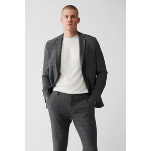 Erkek Gri Atarsız Mono Yaka Çift Yırtmaçlı Ceket A32Y4051