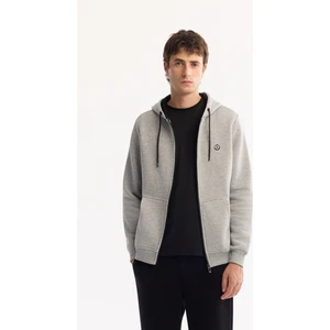 Avva Erkek Gri Kapüşonlu 3 İplik Şardonlu Fermuarlı Regular Fit Sweatshirt E001019