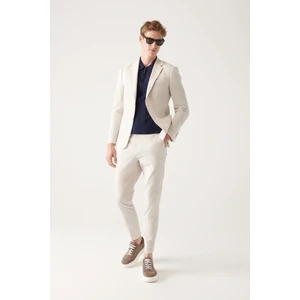 Erkek Açık Gri Gofre Dokulu Yan Cepli Pantolon A31Y3212