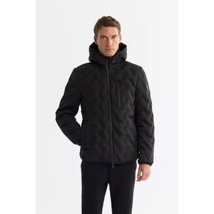 Avva Erkek Siyah Kapüşonlu Su İtici Rüzgar Geçirmez Comfort Fit Mont A42Y6041