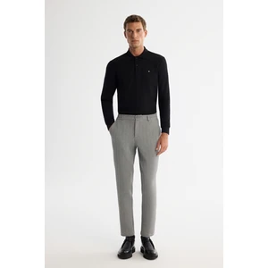 Avva Erkek Gri Balık Sırtı Dokulu Yanı Lastikli Elastan Slim Fit Chino Pantolon A42Y3024