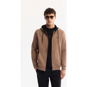 Avva Erkek Açık Kahverengi Kapüşonlu 3 İplik Şardonlu Fermuarlı Regular Fit Sweatshirt E001019