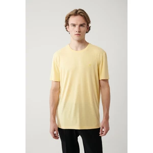 Avva Erkek Sarı Bisiklet Yaka Bi-Stretch Soft Touch Basic Regular Fit T-Shirt B001031