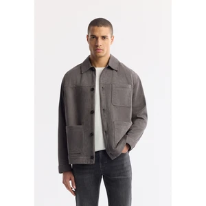 Avva Erkek Antrasit Klasik Yaka Süet Dokulu Regular Fit Gömlek Ceket A51Y6041