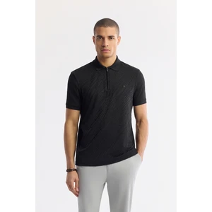 Avva Erkek Siyah Polo Yaka Jakarlı Regular Fit T-Shirt A51Y1090