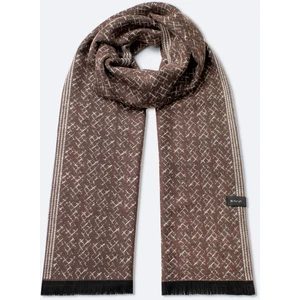 Erkek Vizon Viskon Karışımlı Püsküllü Desenli Şal A42y9403