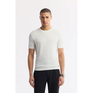 Avva Erkek Ekru Bisiklet Yaka Rayon Triko Regular Fit T-Shirt A51Y5004