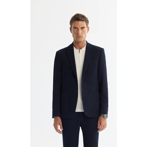 Avva Erkek Lacivert Mono Yaka Bi-Stretch Blazer Comfort Slim Fit Ceket A42Y4011