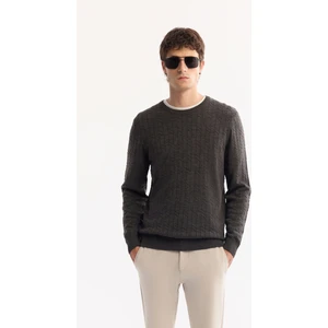 Avva Erkek Antrasit Bisiklet Yaka %100 Akrilik Dokulu Triko Regular Fit Kazak E005088