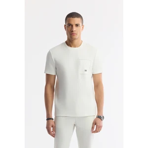 Avva Erkek Ekru Bisiklet Yaka Baskılı Bi-Stretch İnterlok Regular Fit T-Shirt A51Y1161