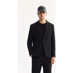 Avva Erkek Siyah Mono Yaka Bi-Stretch Hafif Çizgili Blazer Comfort Slim Fit Ceket A52Y4004