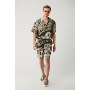 Avva Erkek Gri %100 Viskon Beli Lastikli Desenli Etenna Relaxed Fit Şort A41Y3734