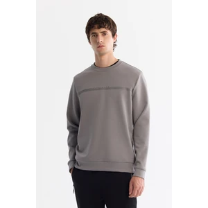 Avva Erkek Gri Bisiklet Yaka Pamuklu Baskılı Elastan Regular Fit Sweatshirt A42Y1267