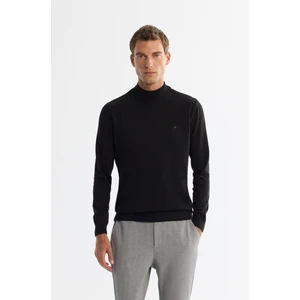 Avva Erkek Siyah Yarım Balıkçı Yaka Tüylenmeyen Triko Regular Fit Kazak E005001