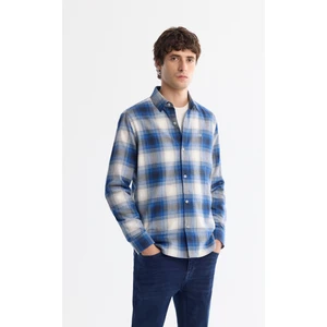 Avva Erkek Lacivert Düğmeli Yaka %100 Pamuk Flanel Regular Fit Gömlek A42Y2004