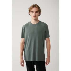 Avva Erkek Haki Bisiklet Yaka Bi-Stretch Soft Touch Basic Regular Fit T-Shirt B001031