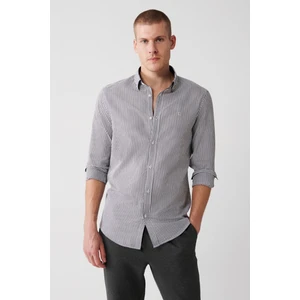 Erkek Siyah Seersucker Çizgili Gömlek A31Y2084