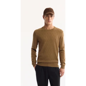 Avva Erkek Kamel Bisiklet Yaka %100 Akrilik Dokulu Triko Regular Fit Kazak E005088