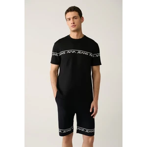 Avva Erkek Siyah Baskılı Bisiklet Yaka Soft Touch Regular Fit T-Shirt A41Y1329