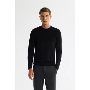 Avva Erkek Siyah Bisiklet Çift Yaka Dokulu Pamuklu Triko Regular Fit Kazak A42Y5190