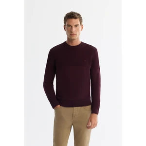 Avva Erkek Bordo Bisiklet Çift Yaka Dokulu Pamuklu Triko Regular Fit Kazak A42Y5190